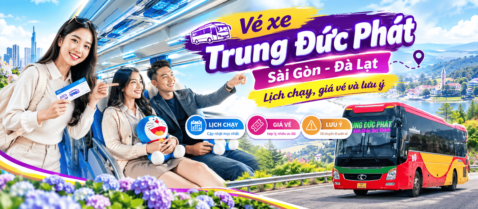 Vé xe Trung Đức Phát Sài Gòn - Đà Lạt: Lịch chạy, giá vé và lưu ý