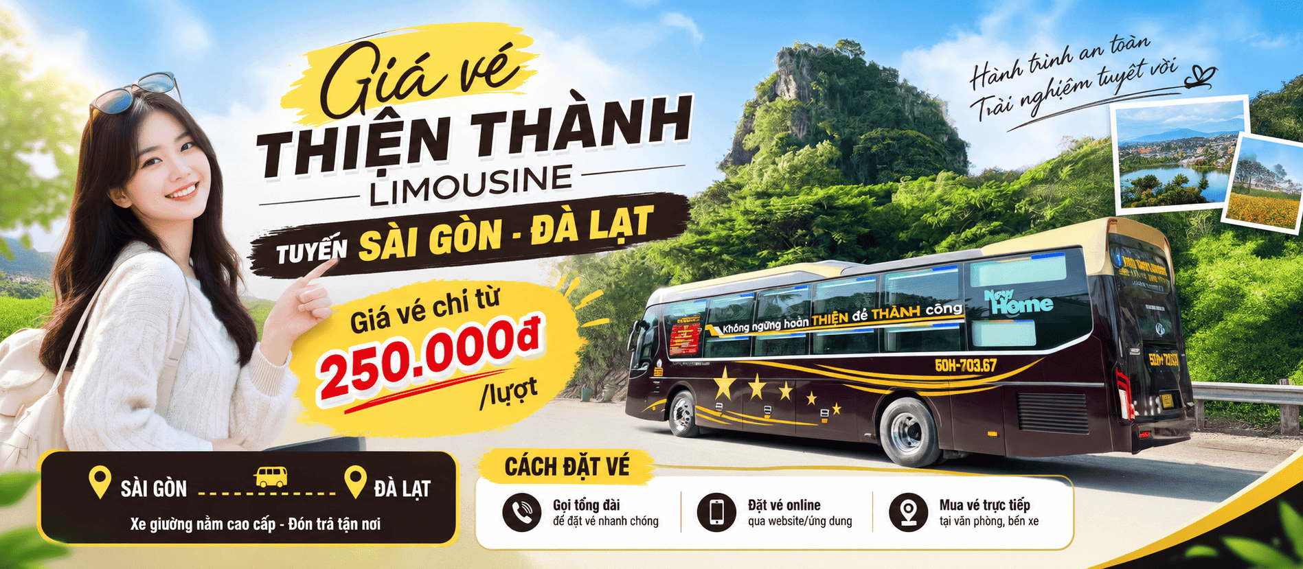 Giá vé Thiện Thành Limousine tuyến Sài Gòn - Đà Lạt và cách đặt vé