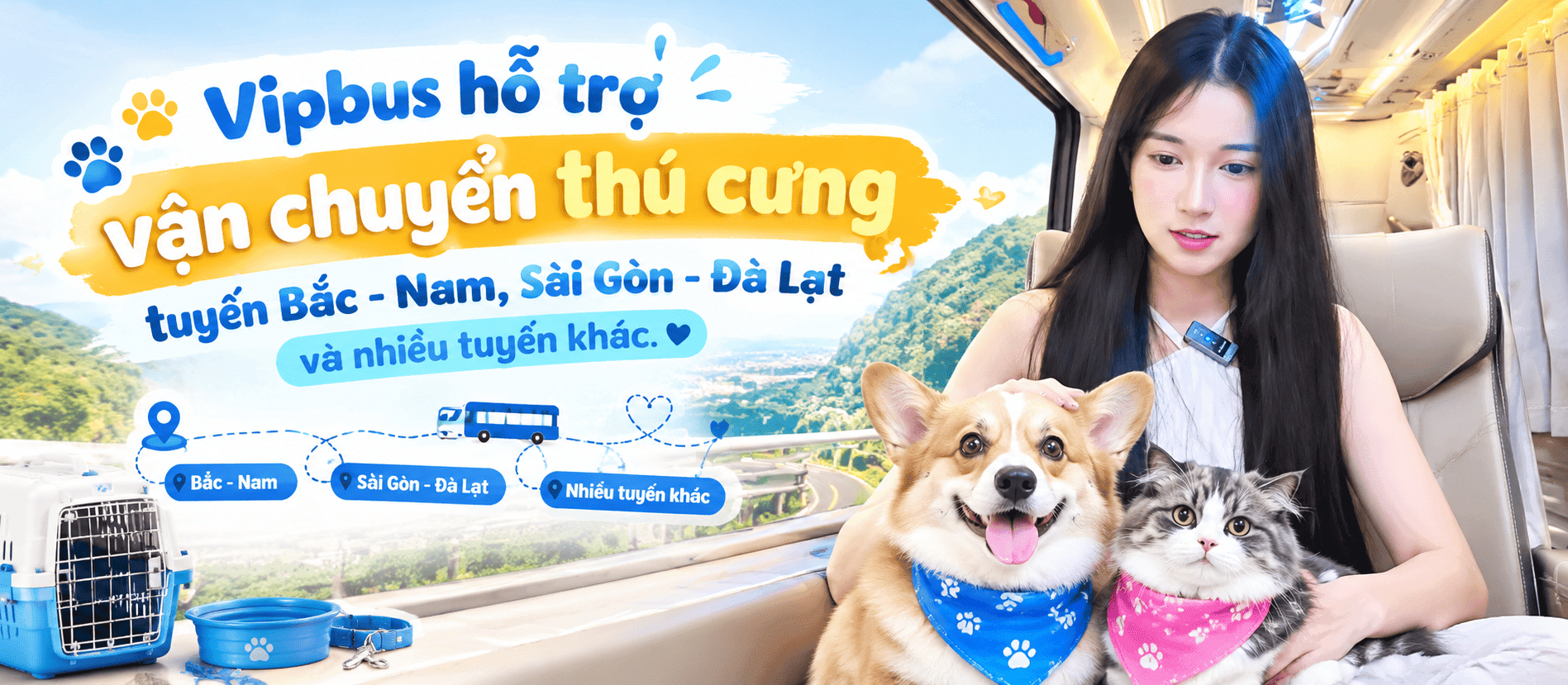 Vipbus hỗ trợ vận chuyển thú cưng tuyến Bắc - Nam, Sài Gòn - Đà Lạt và nhiều tuyến khác