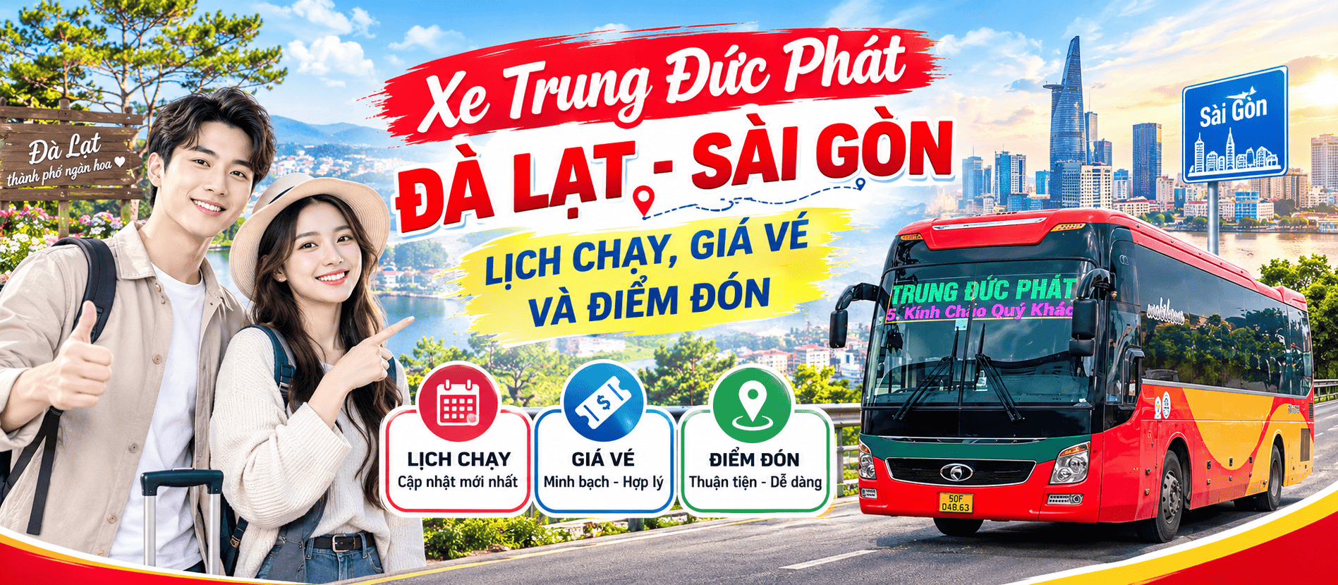 Xe Trung Đức Phát Đà Lạt - Sài Gòn: Lịch chạy, giá vé và điểm đón